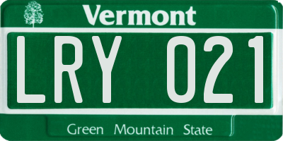 VT license plate LRY021