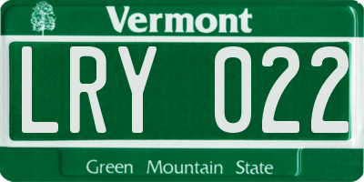 VT license plate LRY022