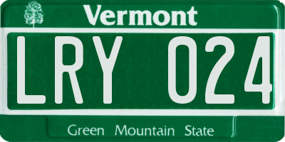 VT license plate LRY024