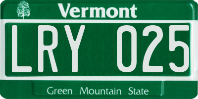 VT license plate LRY025