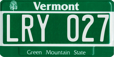 VT license plate LRY027