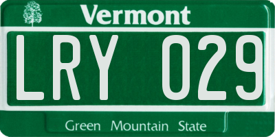 VT license plate LRY029