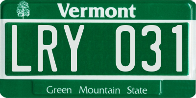 VT license plate LRY031