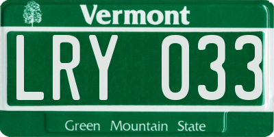 VT license plate LRY033