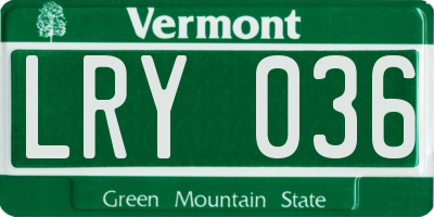 VT license plate LRY036