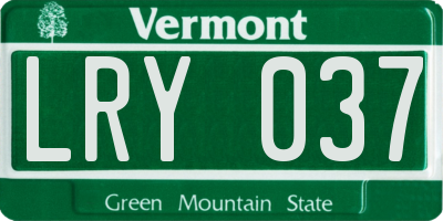 VT license plate LRY037