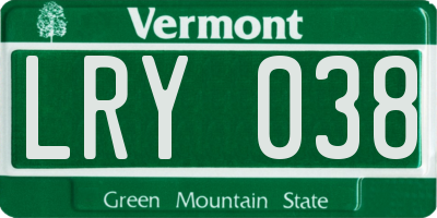 VT license plate LRY038
