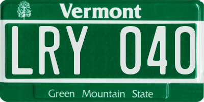 VT license plate LRY040