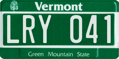 VT license plate LRY041
