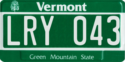 VT license plate LRY043