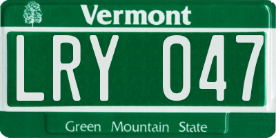 VT license plate LRY047