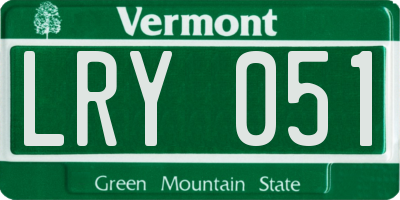 VT license plate LRY051