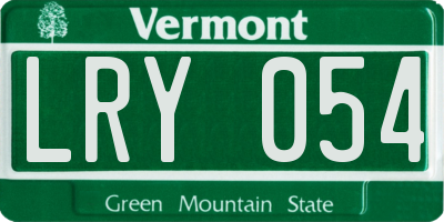VT license plate LRY054