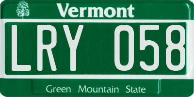 VT license plate LRY058