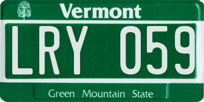VT license plate LRY059