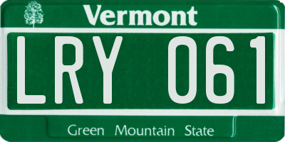 VT license plate LRY061
