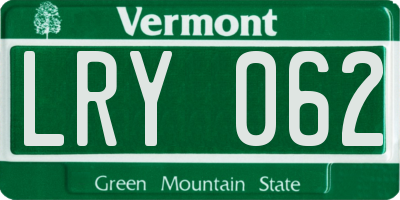 VT license plate LRY062