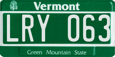 VT license plate LRY063