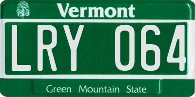 VT license plate LRY064
