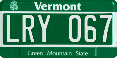 VT license plate LRY067