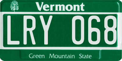 VT license plate LRY068