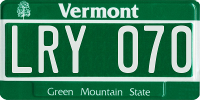 VT license plate LRY070