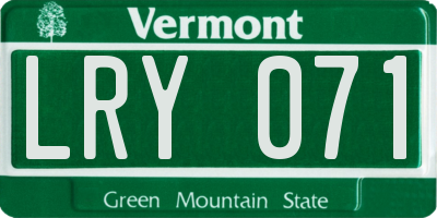 VT license plate LRY071