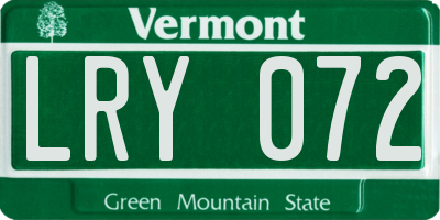 VT license plate LRY072