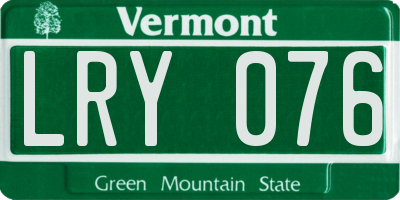 VT license plate LRY076