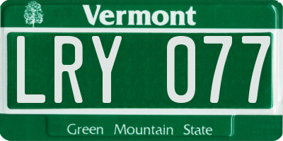 VT license plate LRY077