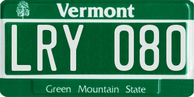 VT license plate LRY080