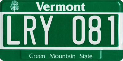 VT license plate LRY081