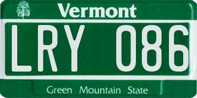 VT license plate LRY086