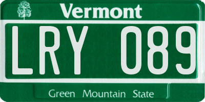VT license plate LRY089