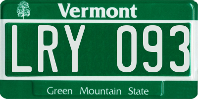 VT license plate LRY093