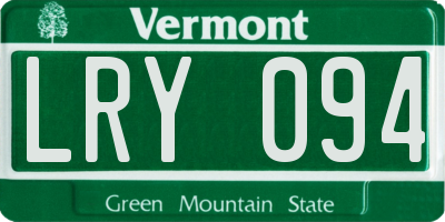 VT license plate LRY094