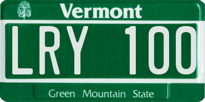 VT license plate LRY100