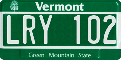 VT license plate LRY102