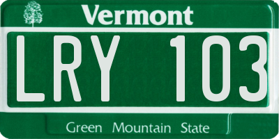 VT license plate LRY103