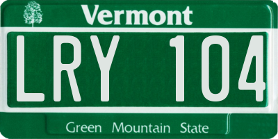VT license plate LRY104