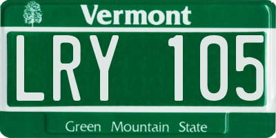 VT license plate LRY105