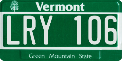 VT license plate LRY106