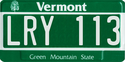 VT license plate LRY113