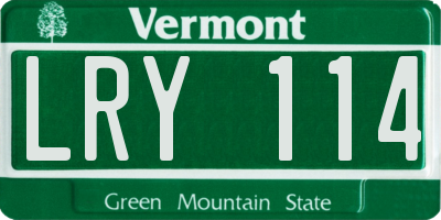 VT license plate LRY114