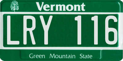VT license plate LRY116
