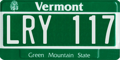 VT license plate LRY117