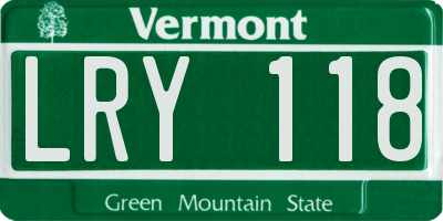 VT license plate LRY118