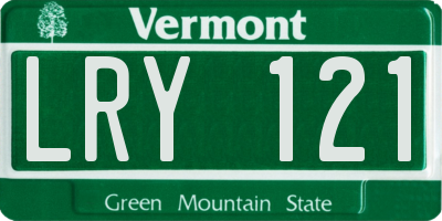 VT license plate LRY121