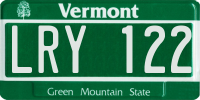 VT license plate LRY122