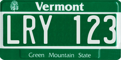 VT license plate LRY123